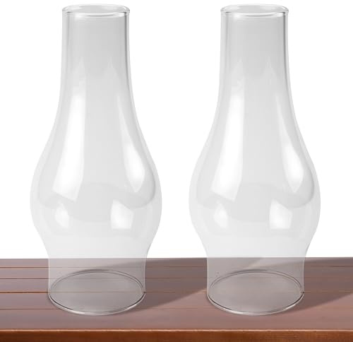 RAHATA Oil Lamp Chimney Hurricane Lamp Glass Replacement Clear 3 Inch Base for Kerosene Lamp Shade(Flat Style 2P)