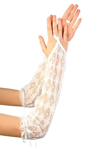 MERSADA Armstulpen Handschuhe ohne Finger Handstulpen Fäustlinge Damen fingerlose Spitze Handschuhe (weiß)