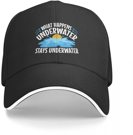 QFLLQLFF Baseball Cap Water Polo What Happens Underwater Stays Underwater Baseball Cap Hip Hop Beach Bag Women Beach Fashion Men's Gift