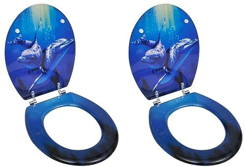 Homgoday Casa Mobilia WC-Sitz mit Deckel, 2 Stück, aus MDF, Design Delfini, WC-Deckel