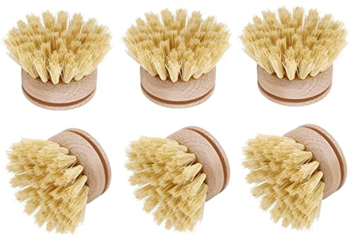 Dish Brush Washing Up Brush,Dish Brush,6 Pcs Replacement Brush Heads Wooden Cleaning Dish Brush Refillable Kitchen Beech