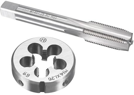 TOP-VIGOR M14 x 1.25mm Metric Tap and Die Set, Machine Thread Screw Tap with Round Threading Die, Heavy Duty Tap & Die Kit for DIY, Repair, Cutting External and Internal Thread