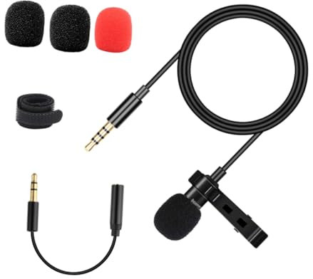 HOMSFOU Aufsteckbares Omnidirektionales Lavalier Mikrofon 3,5mm Mit Clip Kompatibel Für Telefon Und Computer Kleiner Ansteckmikrofon Für Videoaufnahmen Und Interviews