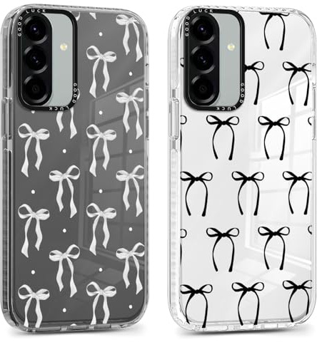 Xylota 2 x Fodral för Samsung Galaxy A56 5G 6,7 tum, Transparent Aesthetisk Design Rosett Flickor Kvinnor Fodral, Mjuk Ultratunn Silikon TPU Stötsäker Skyddshölje för Samsung A56, Bow 02