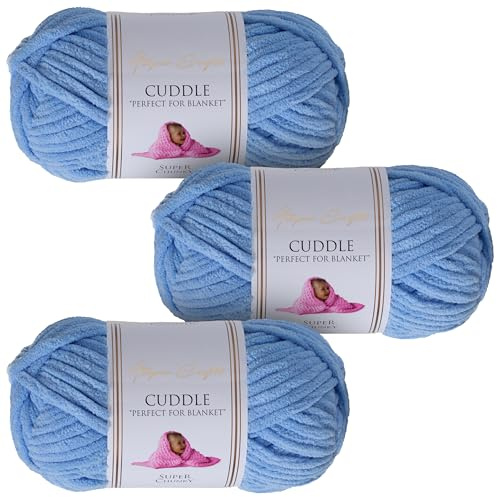 Utopia Crafts Filato Grosso in Ciniglia per Uncinetto e Ferri - Gomitolo da 100 g - 60 m - Sky Blue - Filo Chunky Morbido e Facile da Lavorare - Lavabile in Lavatrice - Confezione da 3