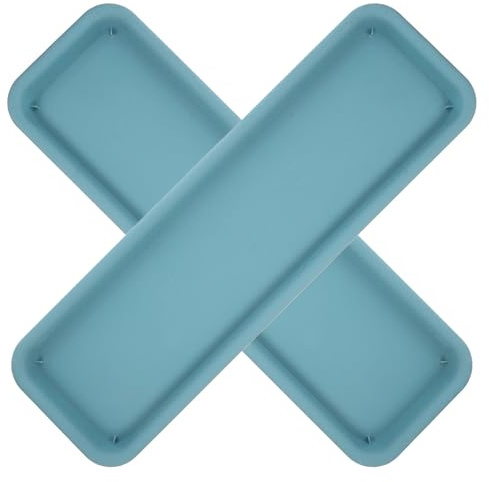 Veemoon 2 pièces Soucoupes Rectangulaires pour Pots de Fleurs Intérieur Lot de Plateaux Plastique Épais et Résistants Supports Drainage pour Jardinières Oblongues et Plantes Intérieur