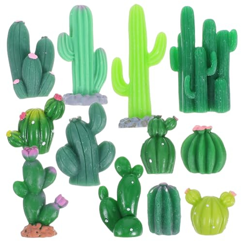 JOINPAYA Lot de 12 Cactus Artificiel en Résine, Décorations de Micro-Paysage, Scène Miniature pour Rebord de Fenêtre et Bureau, sans Entretien