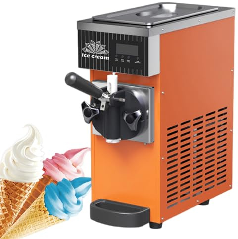 BeoyNot 450w Máquina De Helado De Servido Suave, Soft Serve Maker, Producir: 4-5 Kg/H, Pantalla LED, para Bares Domésticos, Cafeterías, Restaurantes Yellow