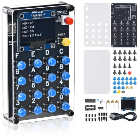 BANRIA 4-in-1 Zahlenbasis-Umrrechner Lötbausatz | Digitaldisplay für Binär, Oktal, Dezimal, Hexadezimal, Elektronik DIY Bausatz für Geschenk & Einsteigerprojekt