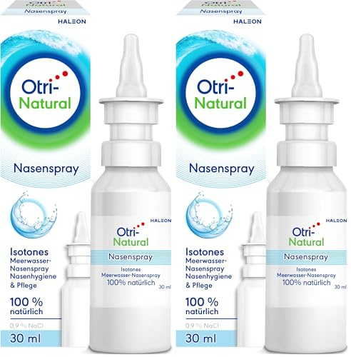 OtriNatural Isotones Meerwasser Nasenspray, 100% natürlich, Nasenhygiene & Pflege, reinigt & befeuchtet Nasennebenhöhlen, aus der Otriven Familie, 0,9% Natriumchlorid, 30 ml (Packung mit 2)