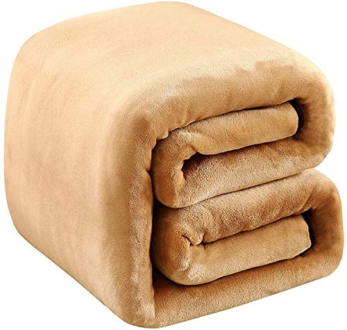 Polar Fleece Blankets King Size for The Bed Extra Soft Brush Fabric Super Warm Sofa Blanket 90 x 108(Camel King)