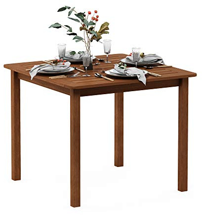 Furinno TIOMAN Patio Table, Bermuda Square Outdoor Side Table, Coffee Table in Teak Oil, for Patio, Garden, Porch, Natural