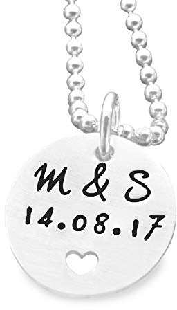 Partnerkette Partnerschmuck Kette Partner Liebe Herz Gravur IN LOVE 925 Silber Namenskette Hochzeit Jahrestag
