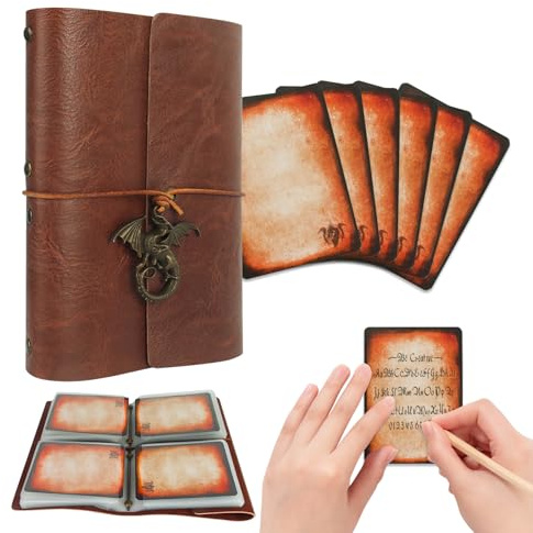 Zauberspruch-Kartenhalter für DnD/RPG, Taschen-Zauberbuch und Referenzkartenhalter, Foliant of Recollection TTRPG, Gaming-Zubehör für DnD-Anfänger und -Master, mit 60 Spielerkarten im Pokerformat