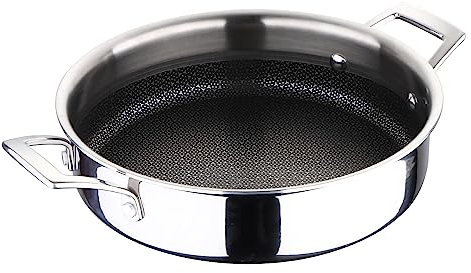 MasterPro Hi-Tech 3 | Cacerola de Cocina de 24 cm | Acero Inoxidable con Textura de Panal de Abeja | Revestimiento de 3 Capas | Menaje de Cocina | Apta para Todos los Tipos de Cocina