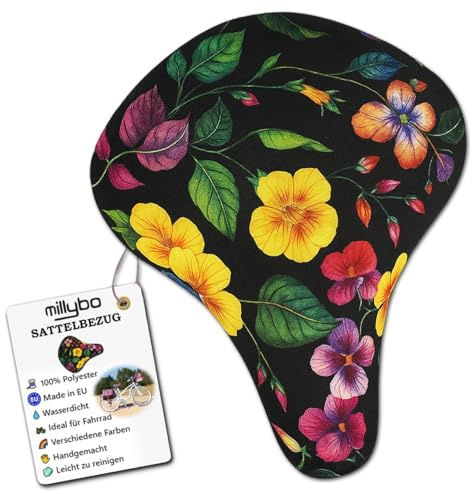 millybo Fahrradsattel Sattelbezug Fahrrad Sattelüberzug Sattel-Überzug Blumenmuster Blumen