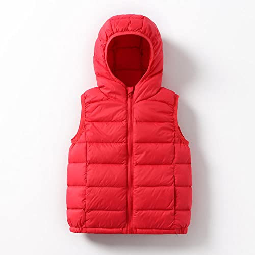 Angelweste Große Größe Weste Warme Weste Winterweste Herbst- Und Winterkleidung Kinder Leichte Daunenweste Weste Mädchen Jungen Jungen Babys Kapuzenweste Weiße Entendaunen Zum Warmhalten-Groß Rot_170C