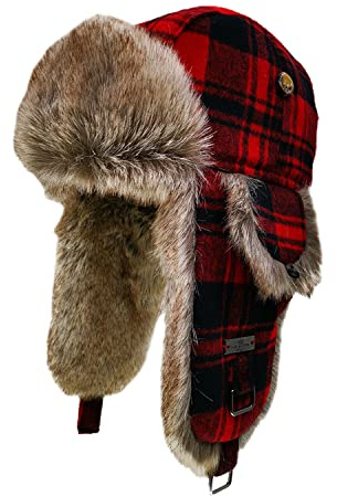 Alkaidstar Unisex Fliegermütze Rib Wolle Bomber Aviator Pilot Hat Faux Fellmütze Winter Russische Mütze Herren Bomber Hut