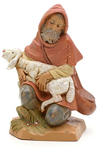 Holyart handcolorierter Schafshirte 12 cm Fontanini