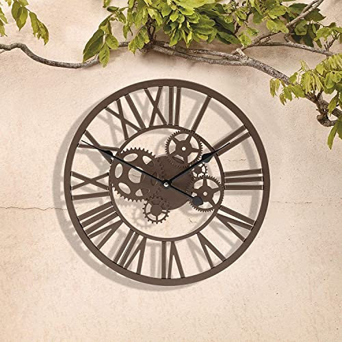 garden mile Horloge Murale Traditionnelle avec Chiffres Romains Style Vintage Étanche Fonctionne à Piles Grande Horloge Murale en métal - Style rétro pour Jardin terrasse Chambre et Cuisine - 35 cm