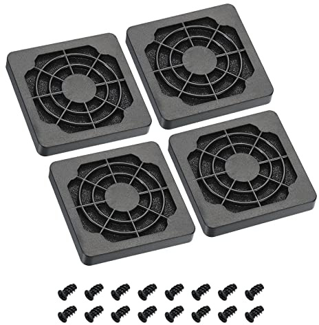 PATIKIL 4 Stück 55mm Lüfter Filter mit Schraube ABS Ventilator Grill Schutz Guard für Lüfter Schutzabdeckung DIY Schwarz