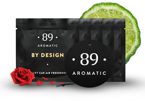 Aromatic •89• Auto Lufterfrischer 5er-Pack – Autoduft & Duftbaum mit Frisch Bergamotte & Rose – Hängende Duftkarten, Auto Duft & Autoparfum, langanhaltend Premium-Duft, Geruchsentferner bis 100 Tage