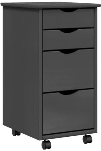 vidaXL Rollschrank mit Schubladen MOSS Grau Massivholz Kiefer