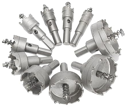 10Pcs16-53mm Legierung Loch SAH Set Hartmetall Spitze TCT Metall Cutter Core Bohrer Bit Kits for Edelstahl Metall Bohren Krone (Color : 16-53mm 10PCS)