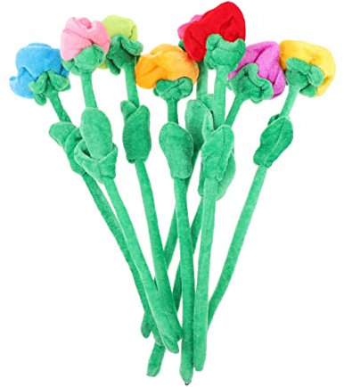 Toyvian 8 Piezas Ramo De Rosas De Peluche con Tallo Flexible Juguete De Flor Artificial Suave para Decoración Hogar Y Oficina Alivio De Estrés