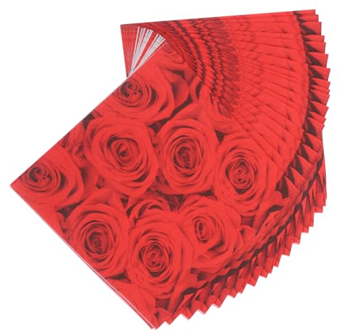 ABOOFAN 20blätter Servietten Mit Rosendruck Einweg-papierservietten Partyzubehör Für Valentinstag