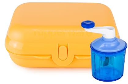Tupperware Eco+ Kleiner-Twin (gr.2) orange Brotdose Brotbox Pausenbox Snackbox Sandwichbox Lunchbox (inkl. 1x Spitzer