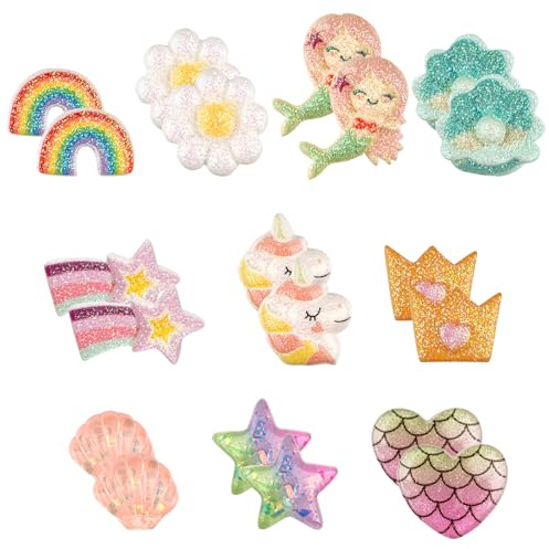Deepton 10 Paar Klipp Ohrringe Kinder Mädchen, Clip Ohrringe Kinder | Ohrclips Kinder Ohne Ohrlöcher, Ohrklipser Kinder, Clip Ohrringe Mädchen, Blumen-Prinzessin-Ohrring Set