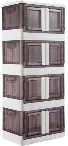 BAKAJI Scatole Portaoggetti con coperchio, Doppio Sistema di Apertura, Contenitori Pieghevoli Salvaspazio con Ruote, Scarpiera Impilabile, Armadio per Vestiti, Giocattoli, Libri, 4 x 45 Litri (Set 4)