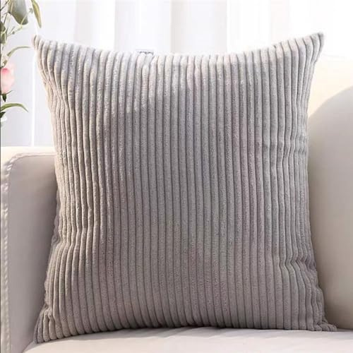 SWJ-swjssb Kissenbezug 80x80, 2er Set,Sofa Kissenbezüge 65x65,Kord Zierkissenbezug Dekokissen Sofakissen Bezug Groß Kissenhülle Dekorative Weiche Zierkissenbezüge Kissen Bezug(Hellgrau,80x80 cm)