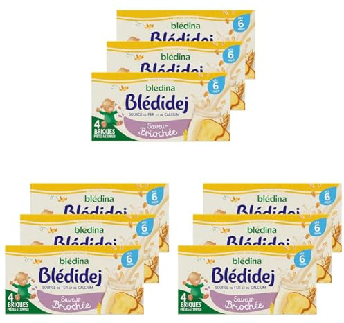 Blédina Blédidej - Céréales bébé Lactées Saveur Briochée - Dès 6 Mois - 12 briques de 250mL