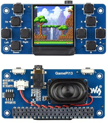 GamePi13 Game Console for Raspberry Pi Onboard 1.3inch LCD 240x240 Resolution, ST7789 Driver Chip, SPI Communication, 12 Customizable Buttons, 3D Visual Effect, IPS Display for Retro Gaming