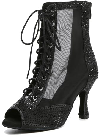 MINITOO Chaussures de Danse de Bal à Paillettes pour Femmes - Bottes à Cheville pour Mode, fête, Bal de Promo L562, 38 EU