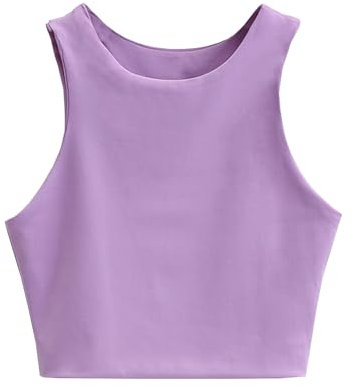 2025 Girls Sleeveless Crop Tank Top Double Layer U-Neck Tank Top Girls Underwear Set, Lilac, 11-12 Years