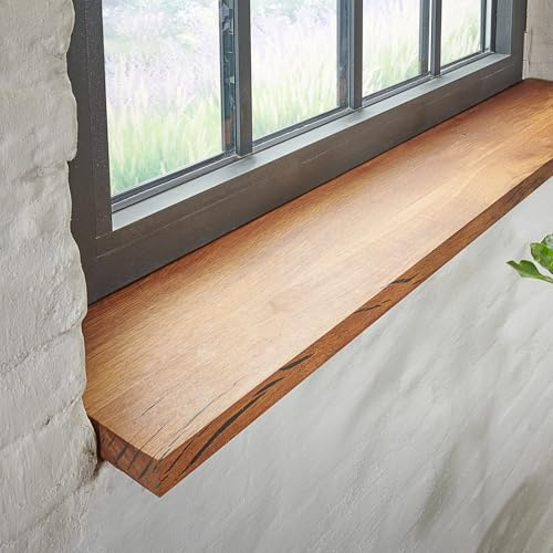 SPONHOLZ Davanzale per finestra in legno massello, senza bordo dell'albero, 40 x 30 cm, manifattura tedesca, naturale, scaffale, tavola, piastra, copertura