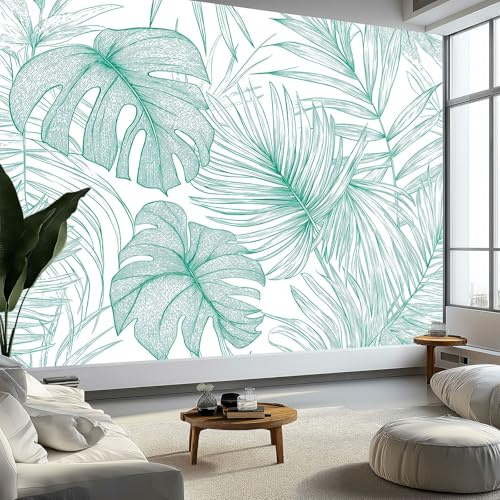 Générique Papier Peint Panoramique Feuilles Tropicales Monstera 400 x 280 cm, Papier Peint Poster Photo Géant Laine Intissé Pour Salon Chambre Chambre d'Enfant Bureau Fond Tv Décoration Murale, Vert