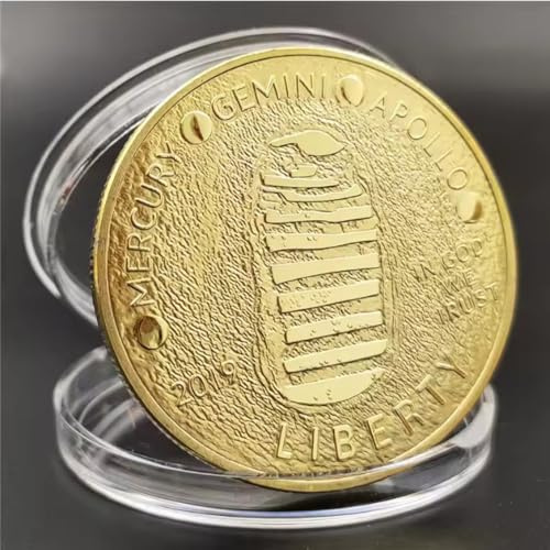 MINHBDER Monedas Conmemorativas del 50.º Aniversario del Alunizaje del Apolo. Moneda De Recuerdo Chapada En Oro. Regalos De Colección.