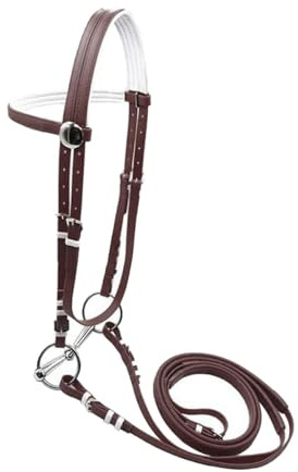 Sharplace Brida de Caballo con Rienda de Acero Inoxidable, Ajustable, Cómoda, para Montar, Cabezada para Entrenamiento de Curso Y Lección, Marrón 13.5 Cm