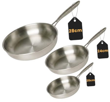 Venteo | Set de Poele Inox | Plaque induction 2 feux | Lot Casserole et Poele Induction Durable et Résistant | Set de Casserole Inox Diffusion Uniforme de la Chaleur