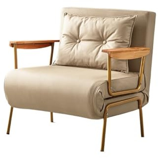 Modern Bäddsoffa med justerbart konstläder for hemmabruk, lämplig for vardagsrum och kontor Sovfåtölj(Beige,80cm)