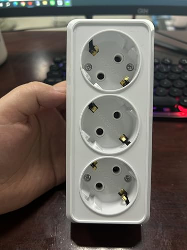 3 Fach Doppelstecker Steckdose - Steckdosenleiste für Küche Büro - Weiß