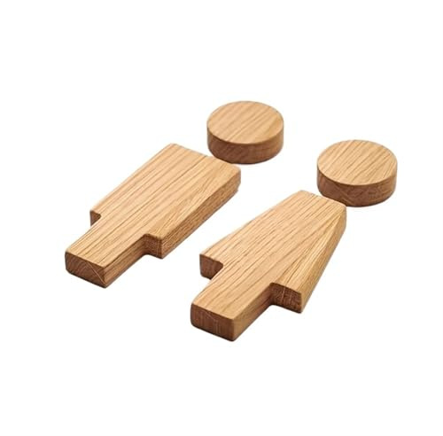 Toilettenschild Herren/Damen, Selbstklebendes Toilettenschild aus Massivholz for Männer und Frauen, dunkelbraun und braun, 16,8 x 4,7 x 1 cm, 2 Stück(Color2)