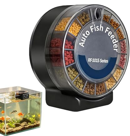Qfdiwr Distributore Automatico per Acquario | con Scomparti Separati Dispensatore Ermetico - Distributore Automatico Di Cibo per Pesci 105 ML, per Animali Domestici Tartaruga Stagno