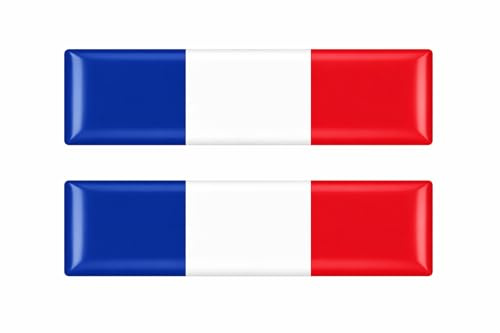 3D Länderflaggen Aufkleber Sticker Emblem Flagge Fahne Set 2 Stück – Mini Gel Auto Motorrad Helm Laptop Handy Koffer – Wasserdicht Selbstklebend 6xcm (Frankreich FR)