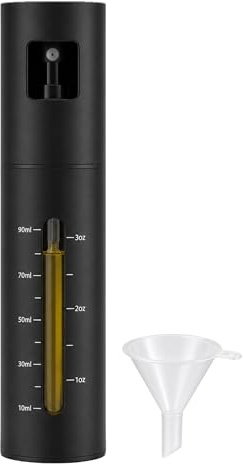 SEASJHBAY Pulvérisateur d'huile en acier inoxydable 100 ml avec graduation, pulvérisateur d'huile pour huile alimentaire, pulvérisateur d'huile pour friteuse, vinaigre et huile, bouteille en verre