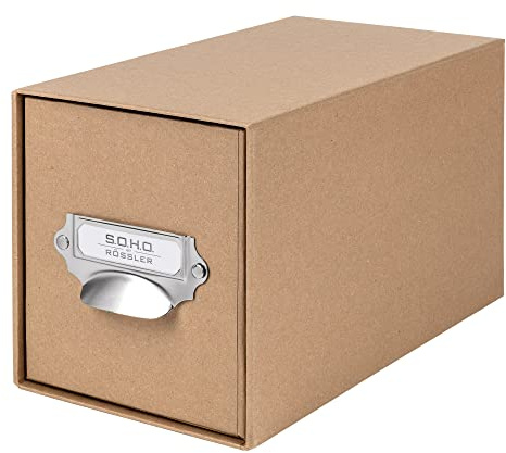 Rössler SOHO CD-Schubladenbox | Schubladen-Aufbewahrungsbox | Organizer mit Schublade | Storage Box | Aufbewahrung & Organisation | (BxHxT): 143 x 158 x 261 mm | 1 Stück | Farbe: Braun | Kraft | Organizer mit Schublade für CDs, Zubehör, Bürobedarf und kleine Alltagsgegenstände